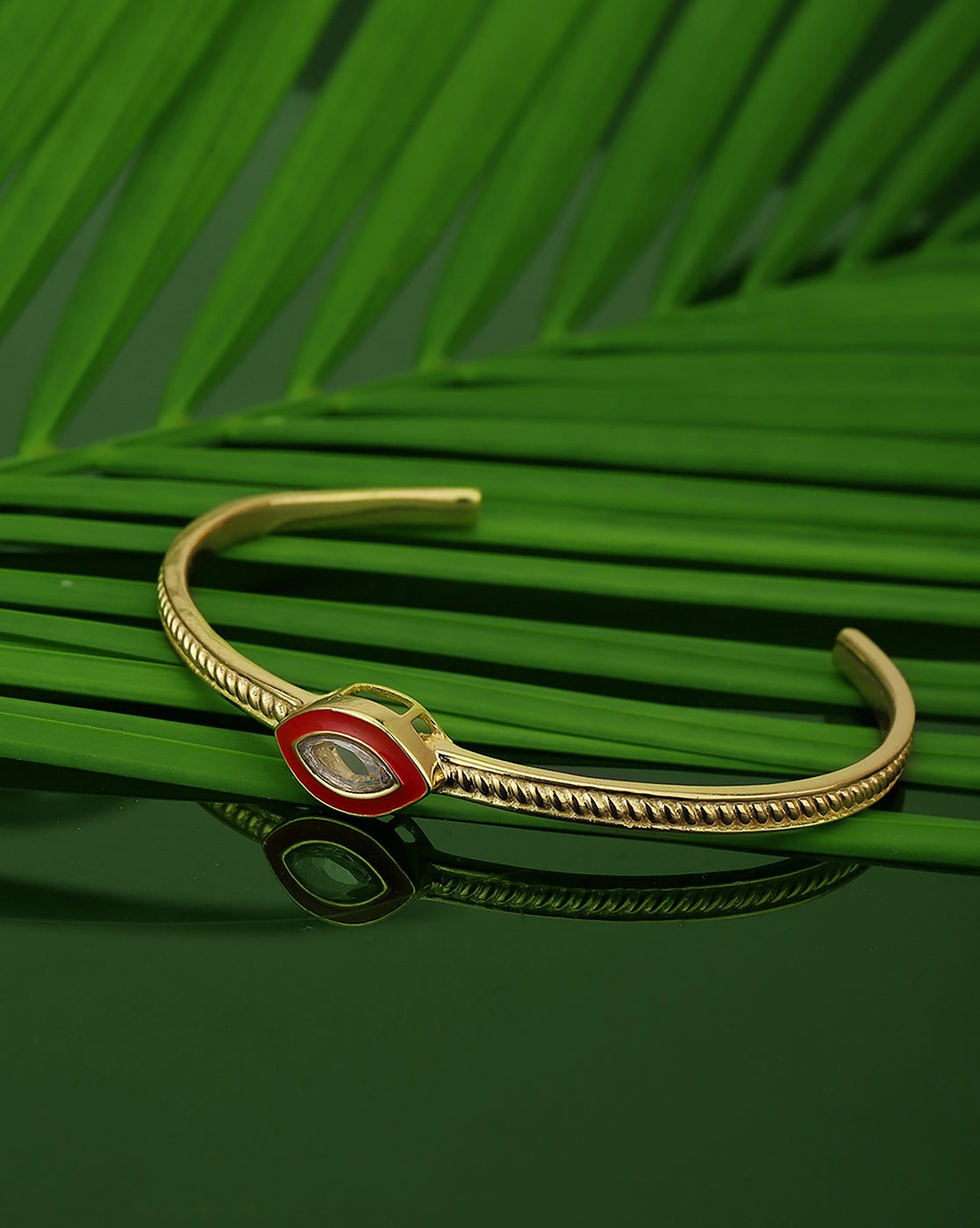 Carlton London Gold Plated Evil Eye Cuff Bracelet For Women