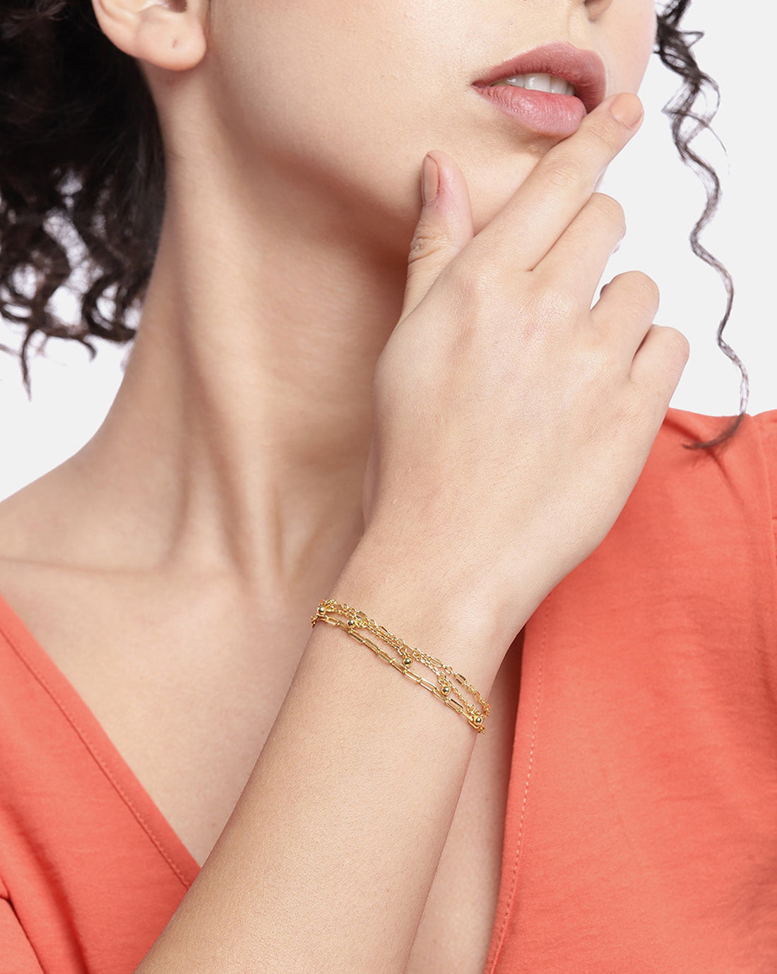 Carlton London Gold Plated Multistrand Bracelet