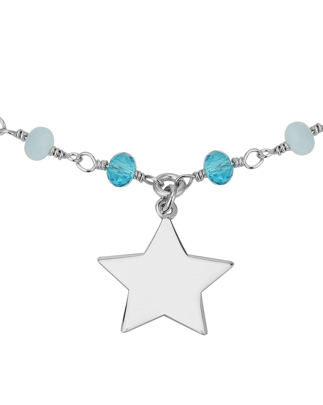 Carlton London Rhodium Plated Star Charm Bracelet For Women