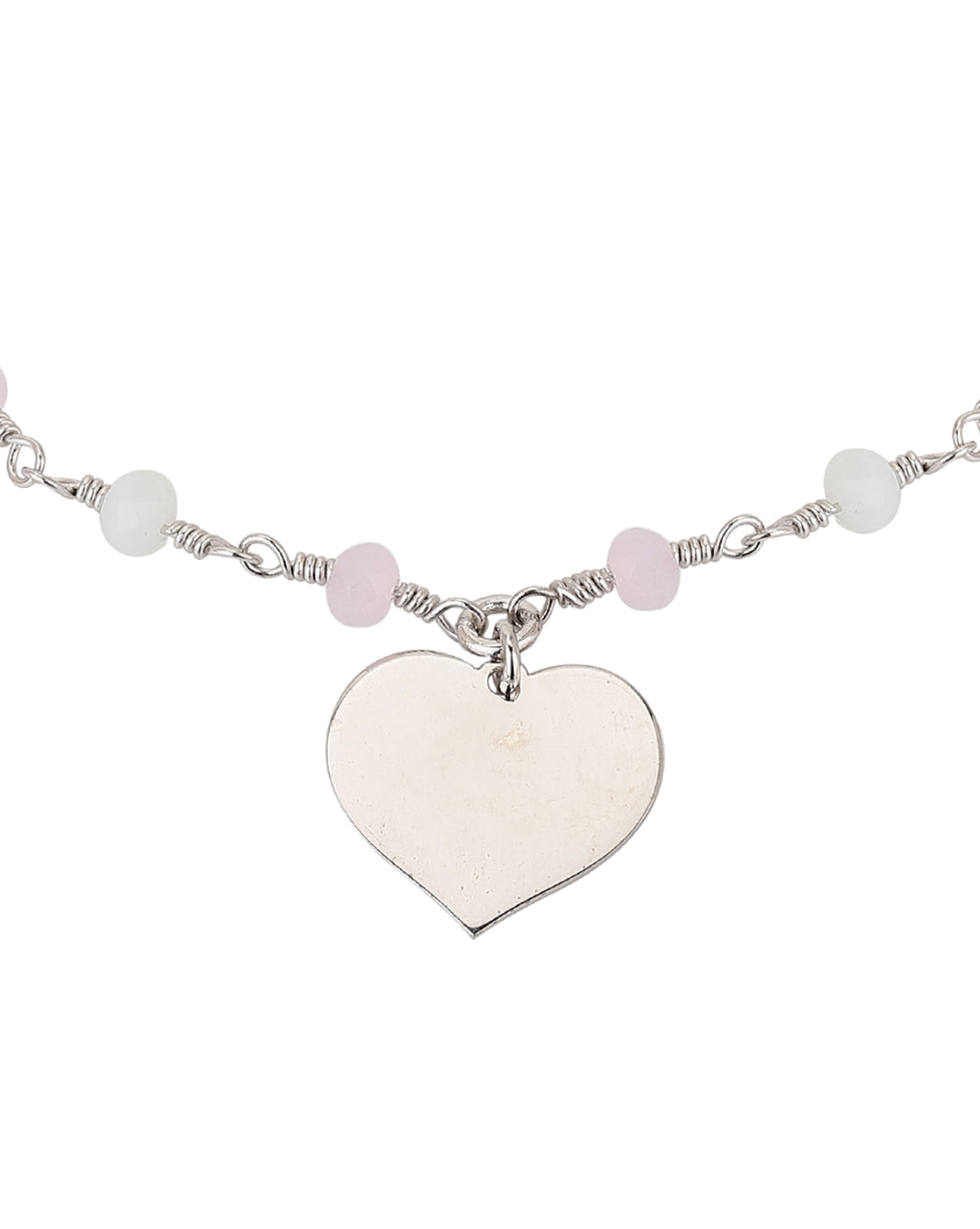 Carlton London Rhodium Plated Heart Charm Bracelet For Women