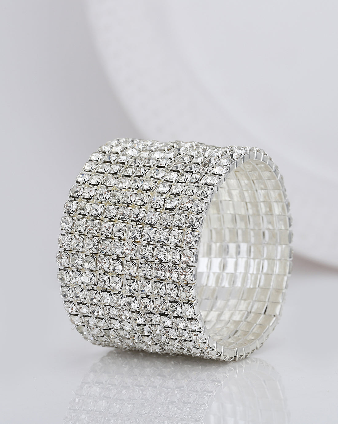 Carlton London Cz Studded With Rhodium Plated Stretchable Bracelet