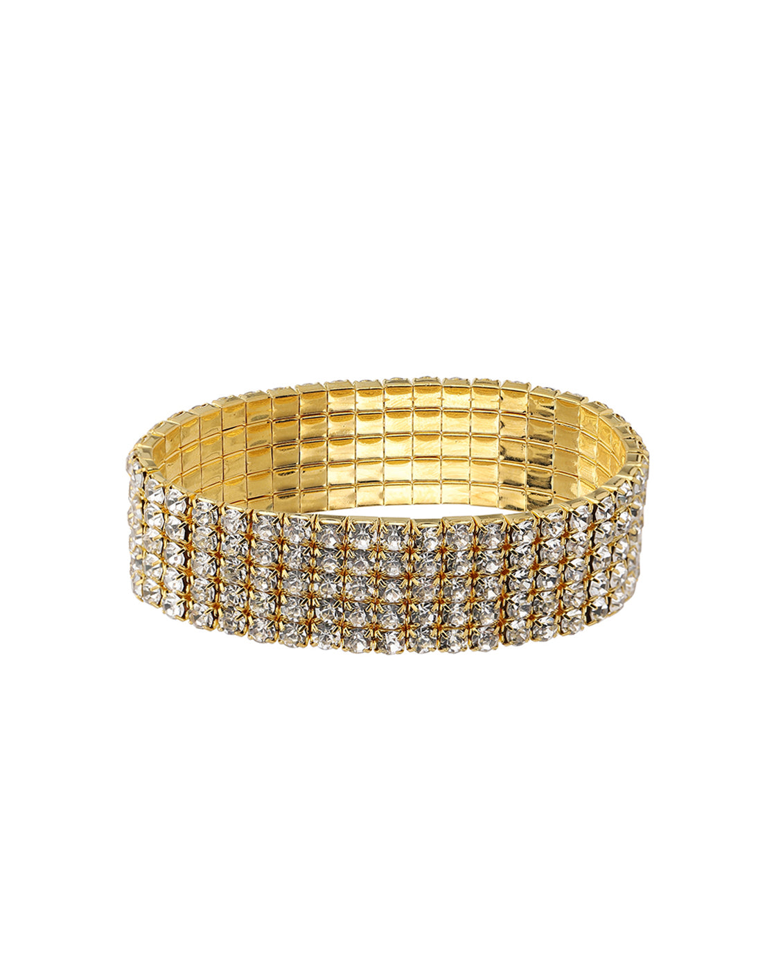 Carlton London Brass Cubic Zirconia Gold-Plated Bracelet