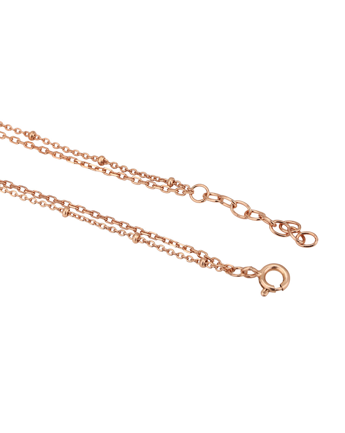 18kt Rose Gold Plated Heart Double Chain Charm Bracelet for women