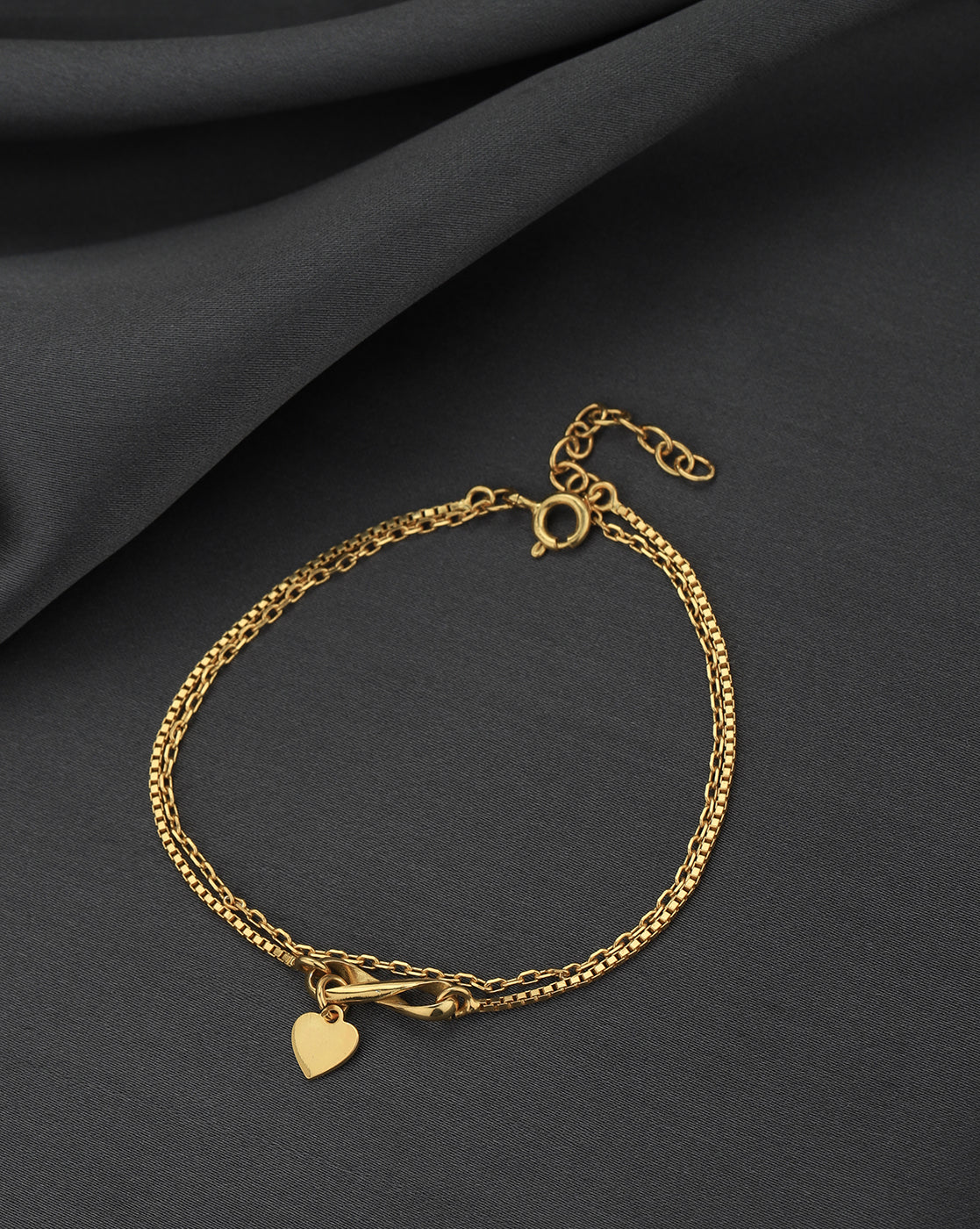 18kt Gold Plated Infinity with Heart Double Chain Charm Bracelet for women