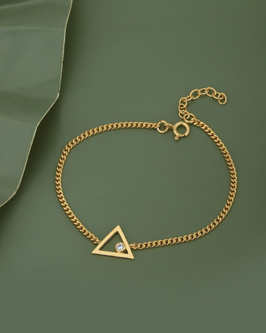 18kt Gold Plated with CZ Triangular Charm Bracelet for women