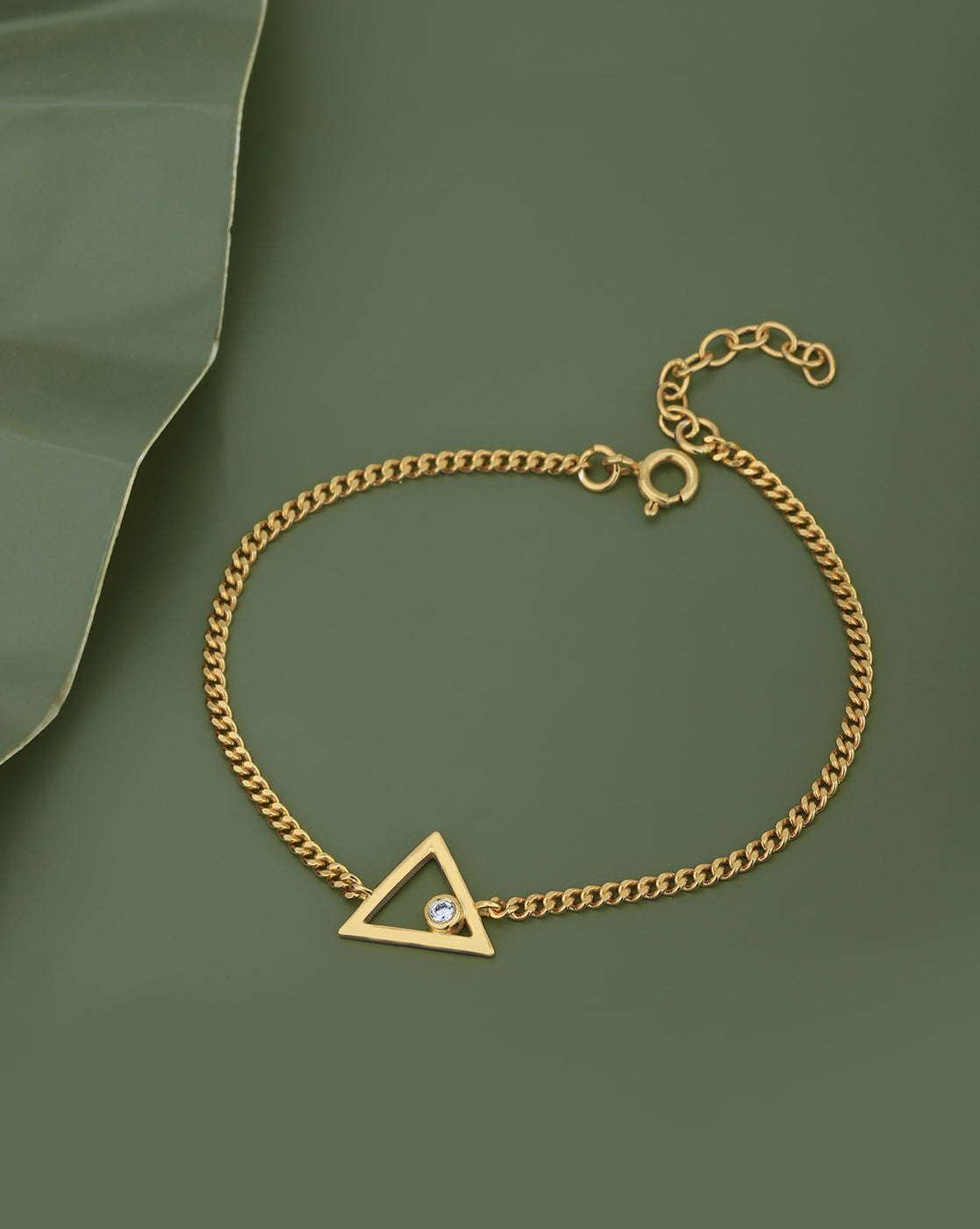 18kt Gold Plated with CZ Triangular Charm Bracelet for women