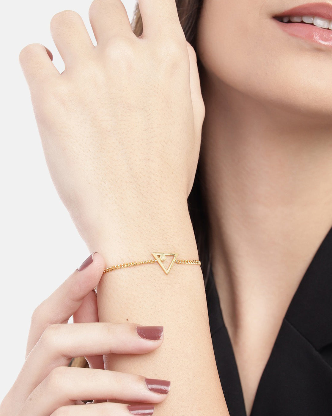 18kt Gold Plated with CZ Triangular Charm Bracelet for women