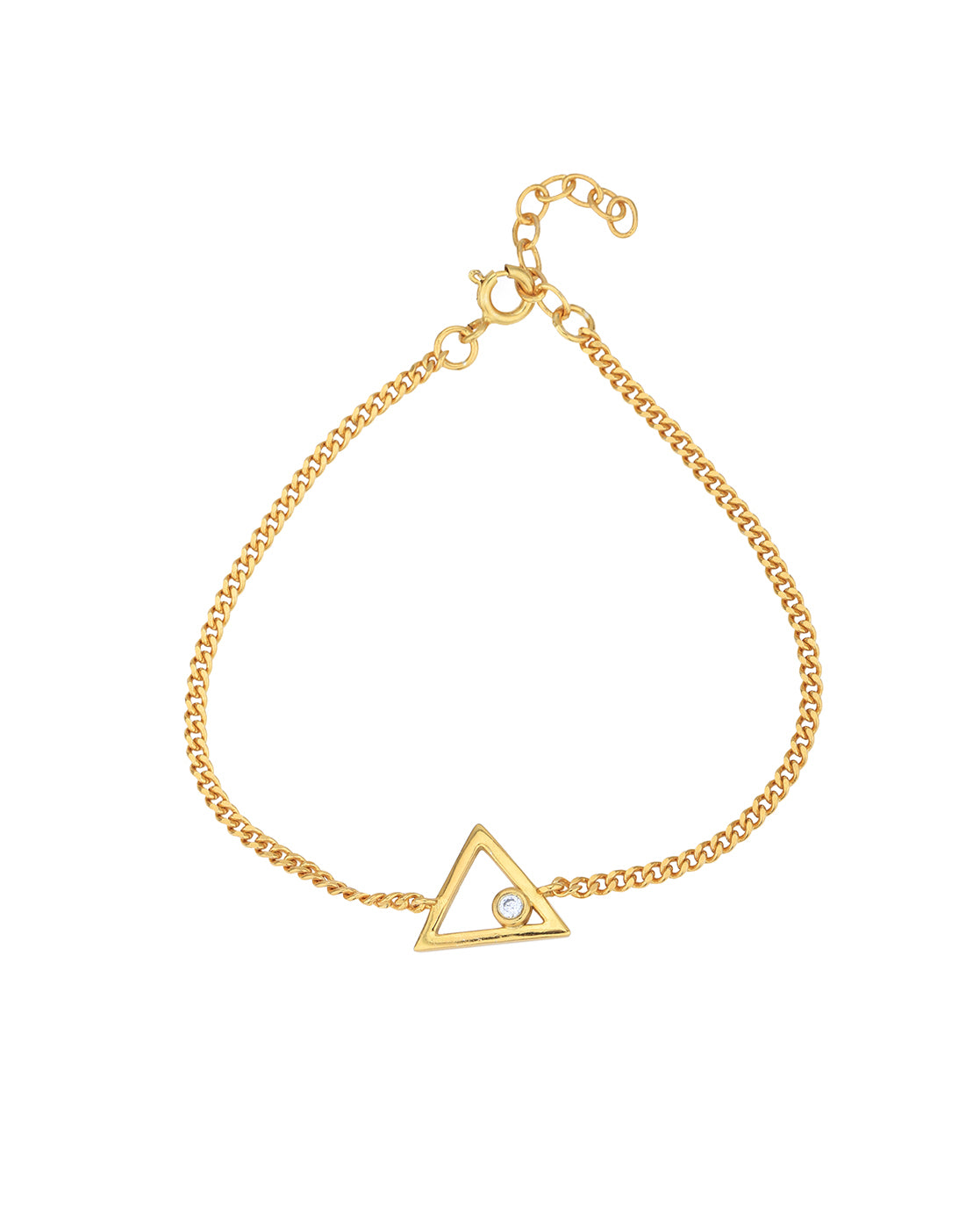 18kt Gold Plated with CZ Triangular Charm Bracelet for women
