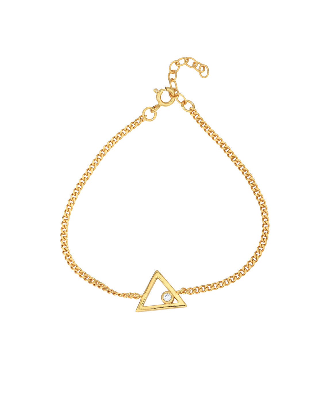 18kt Gold Plated with CZ Triangular Charm Bracelet for women