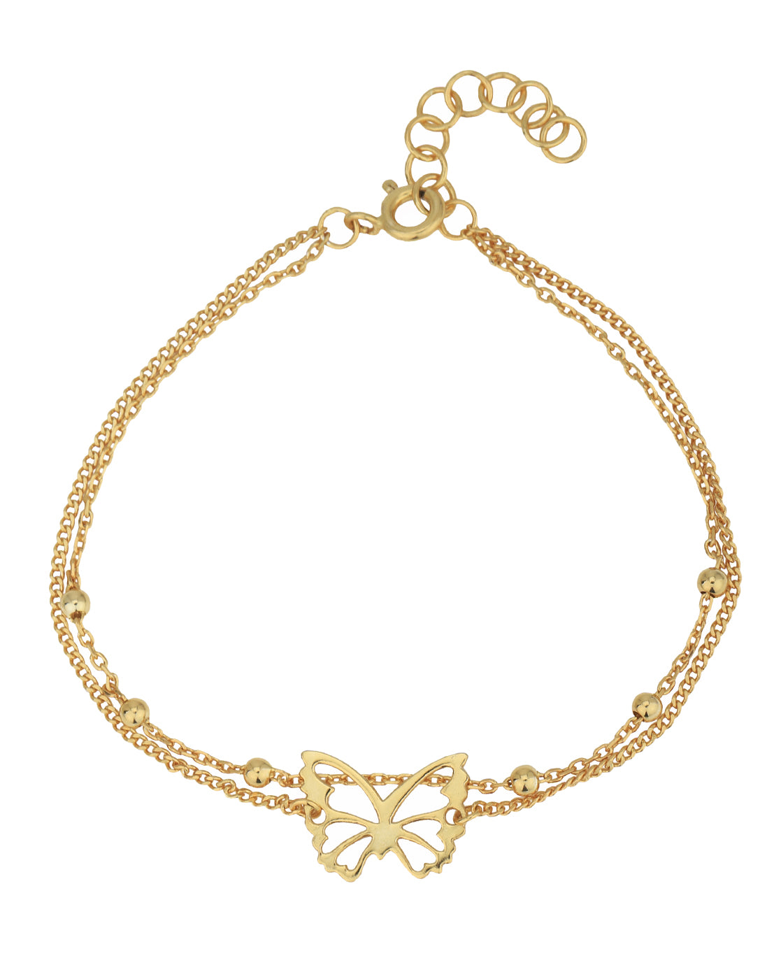 18kt Gold Plated with Butterfly Double Chain Bracelet