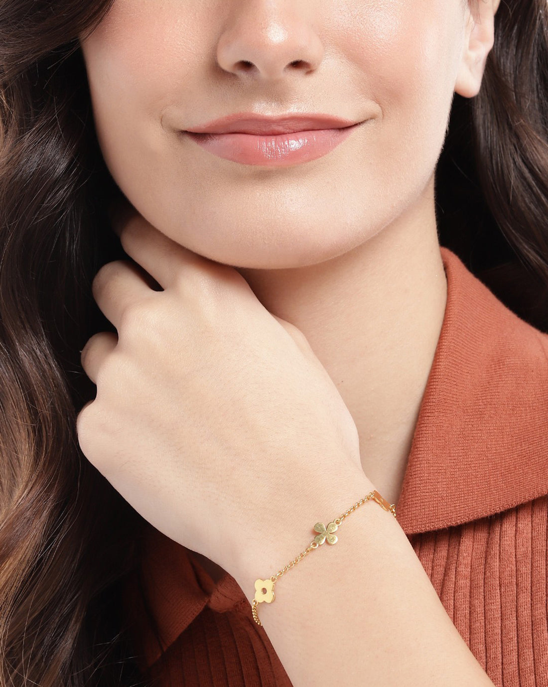 18kt Gold Plated Floral Charm Bracelet