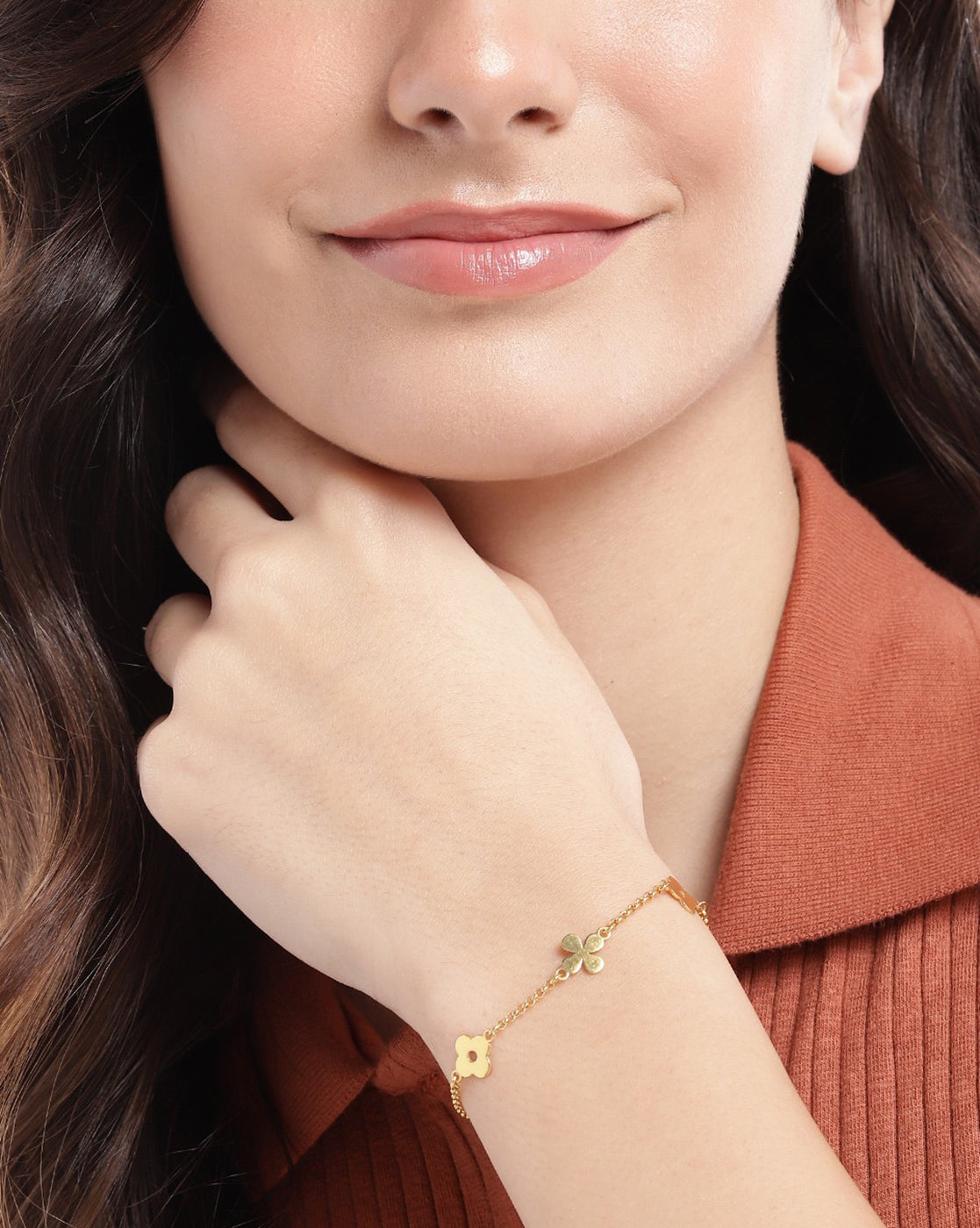 18kt Gold Plated Floral Charm Bracelet