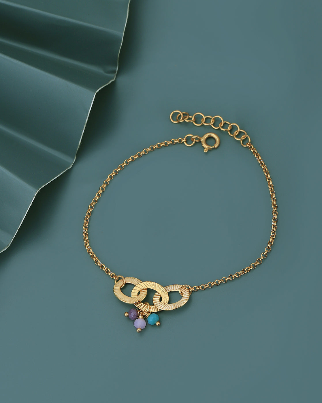 18kt Gold Plated with Glass Bead Charm Bracelet