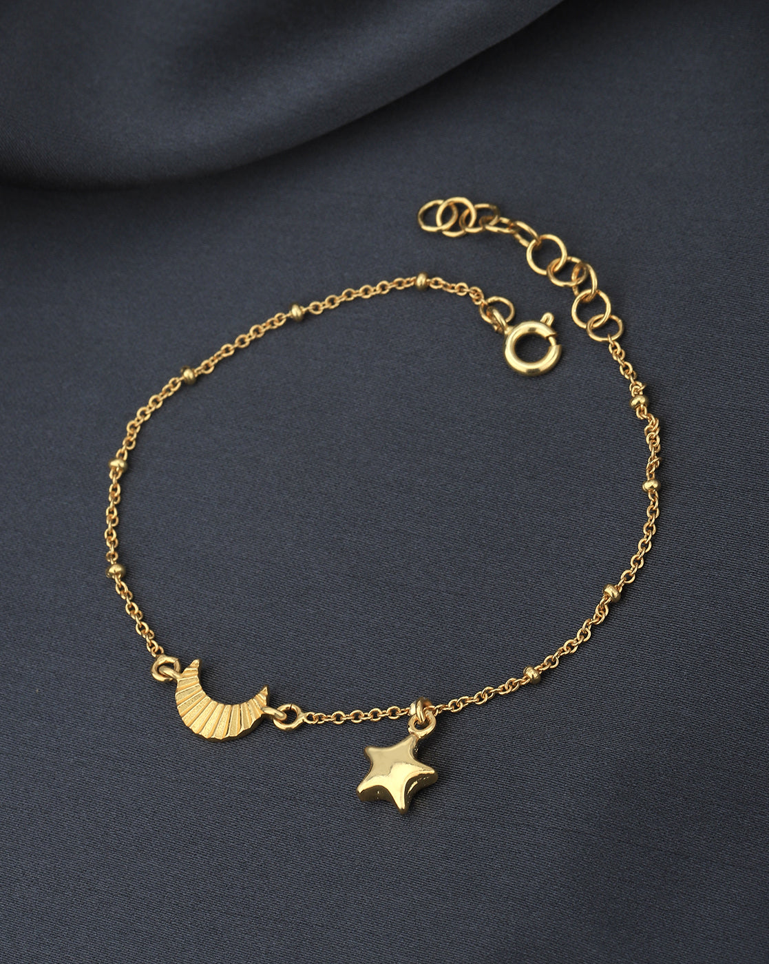 18kt Gold Plated with Moon & Star Charm Bracelet