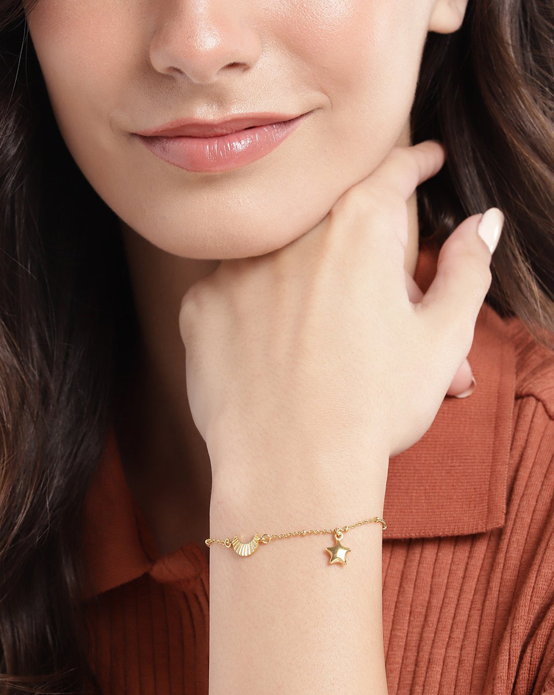 18kt Gold Plated with Moon & Star Charm Bracelet