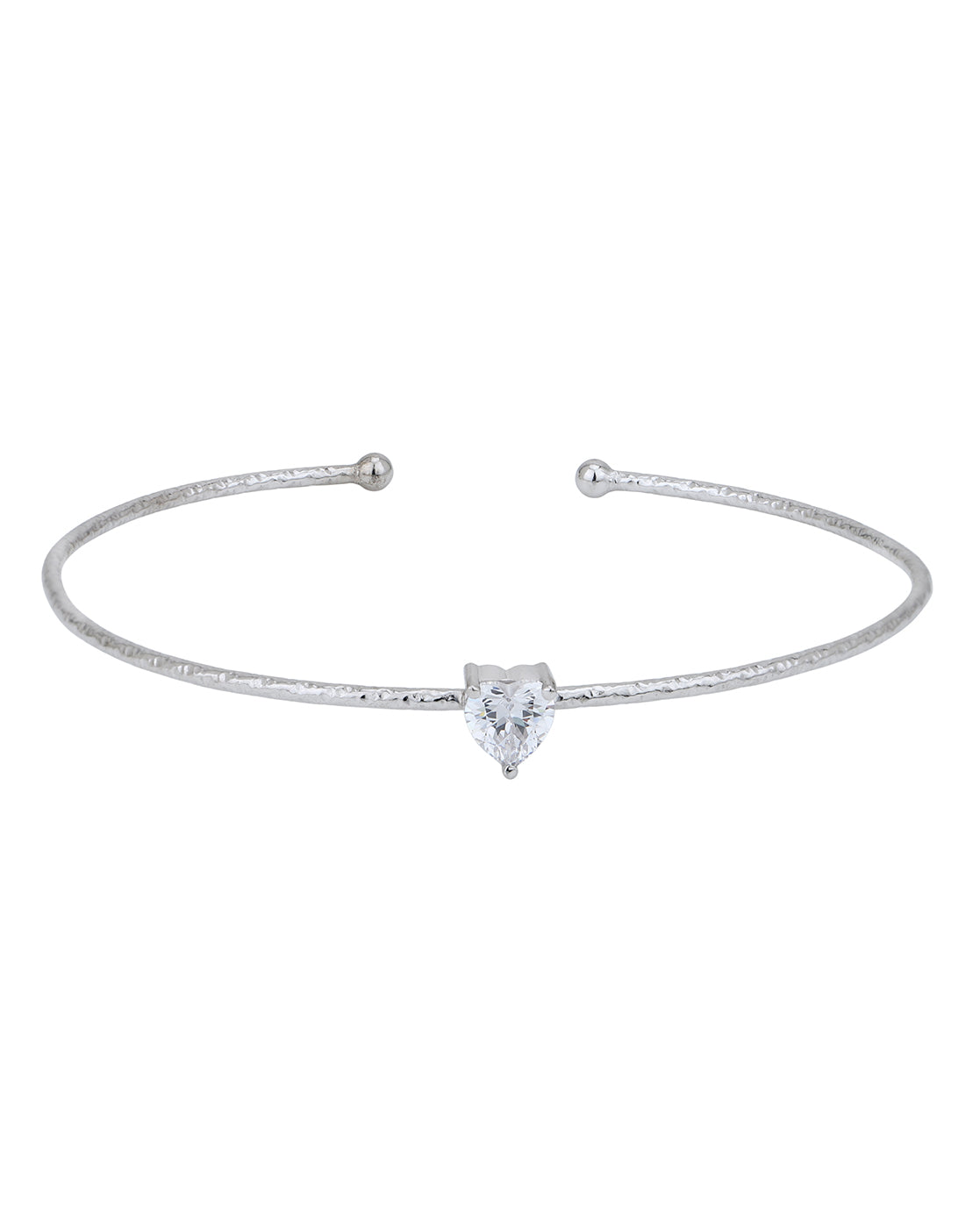 Rhodium Plated with CZ Cuff Link Bracelet