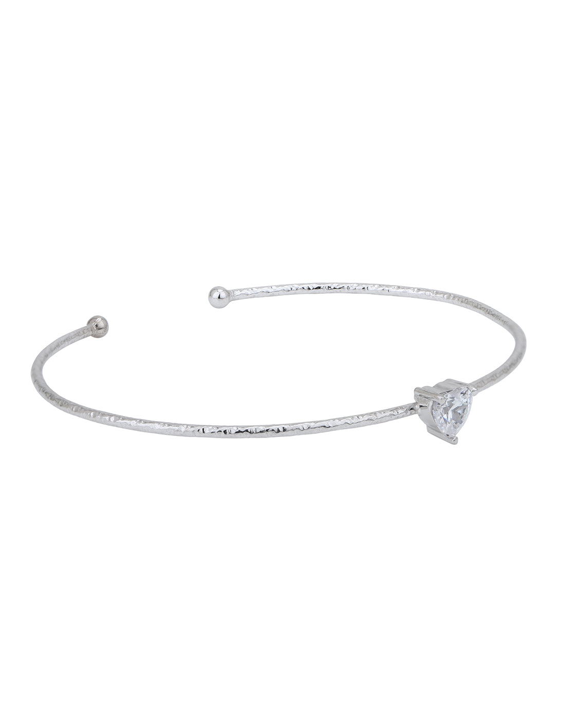 Rhodium Plated with CZ Cuff Link Bracelet