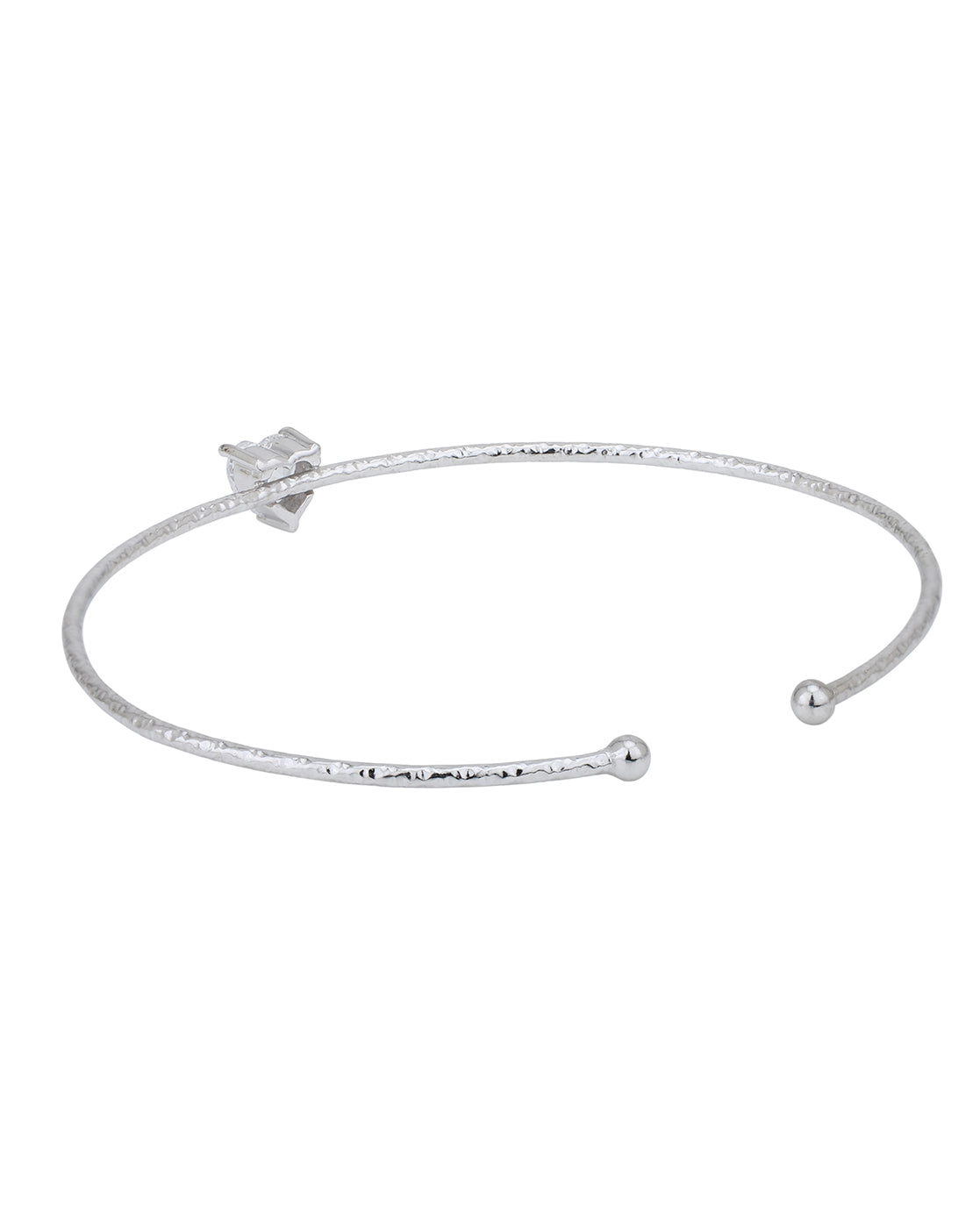 Rhodium Plated with CZ Cuff Link Bracelet
