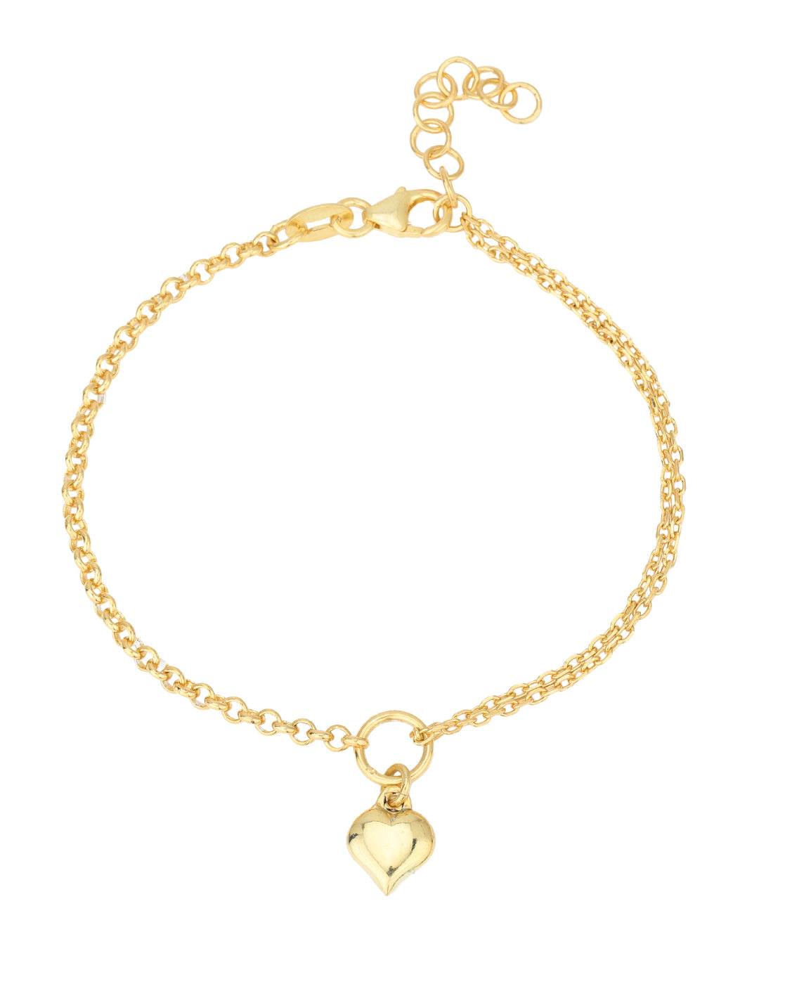 18kt Gold Plated with Heart Charm Bracelet