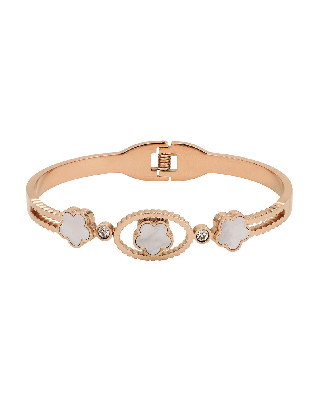 Rose Gold Plated with CZ & Shell Floral Bracelet