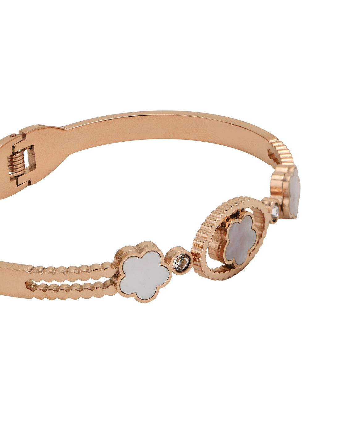 Rose Gold Plated with CZ & Shell Floral Bracelet