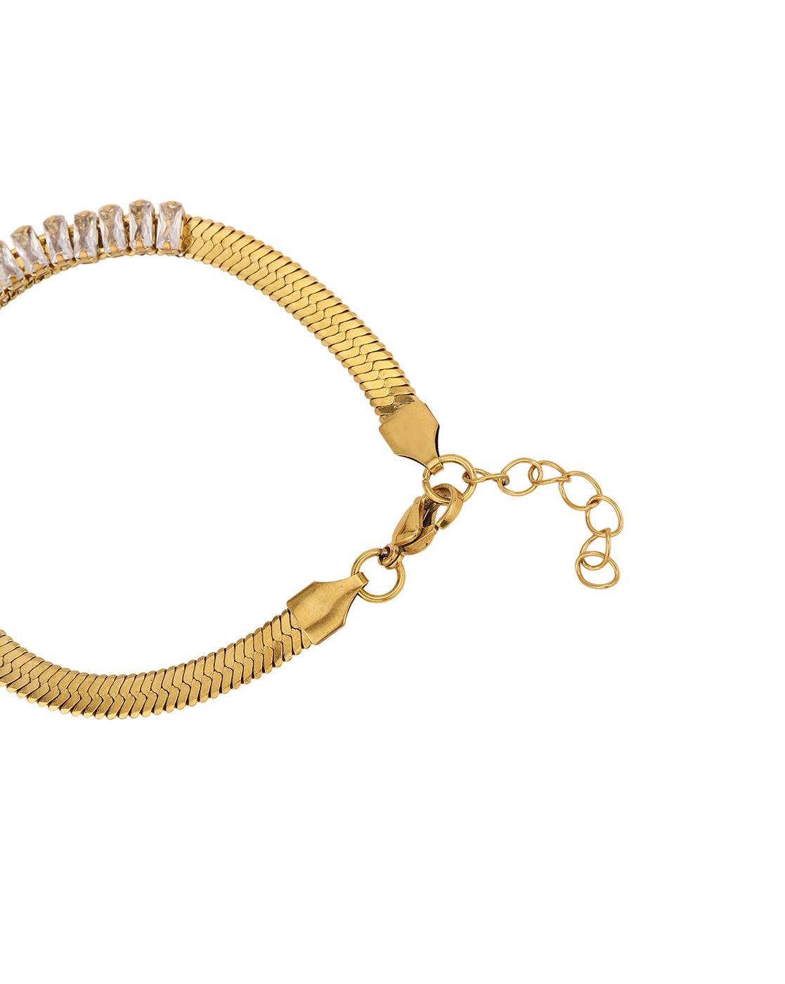 18kt Gold Plated Stainless Steel Green CZ Wraparound Bracelet