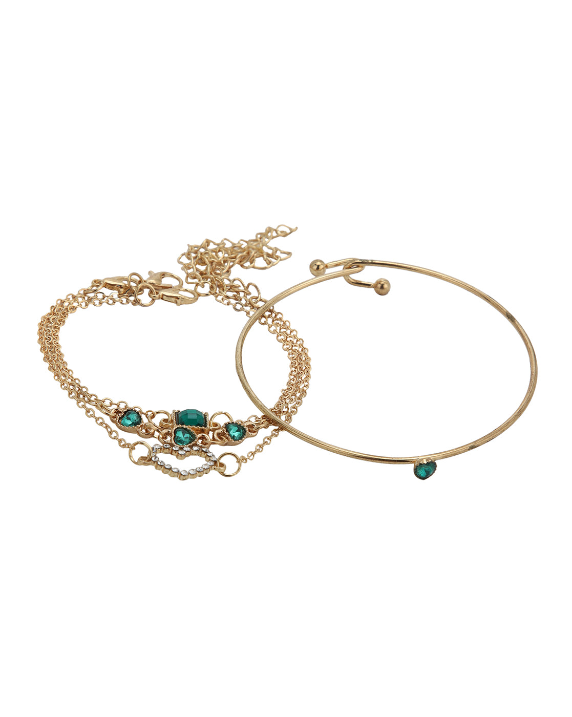 Set of 4 Rose Gold Plated CZ Heart Charm Bracelet