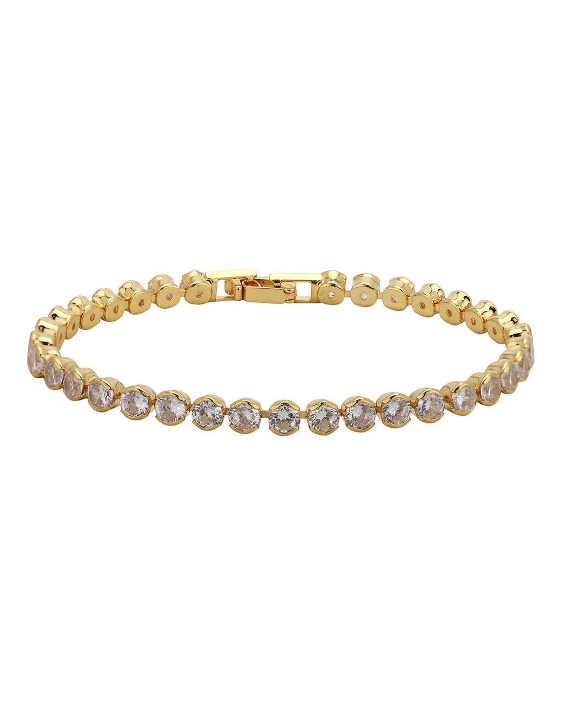 Gold Plated Circular CZ Studded Tennis Bracelet