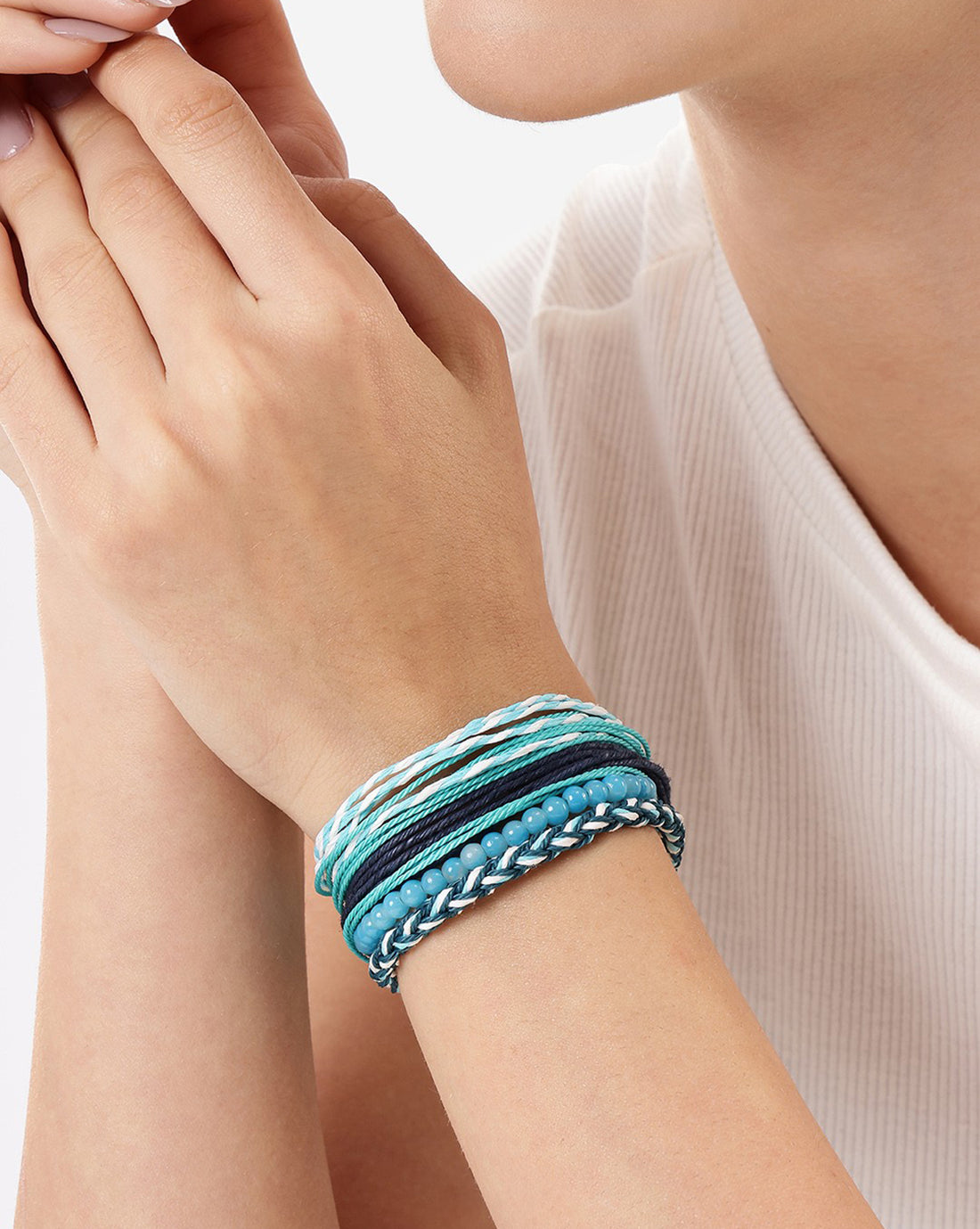 Multi Coloured Set of 4 Braided Stacking Friendship Bracelet