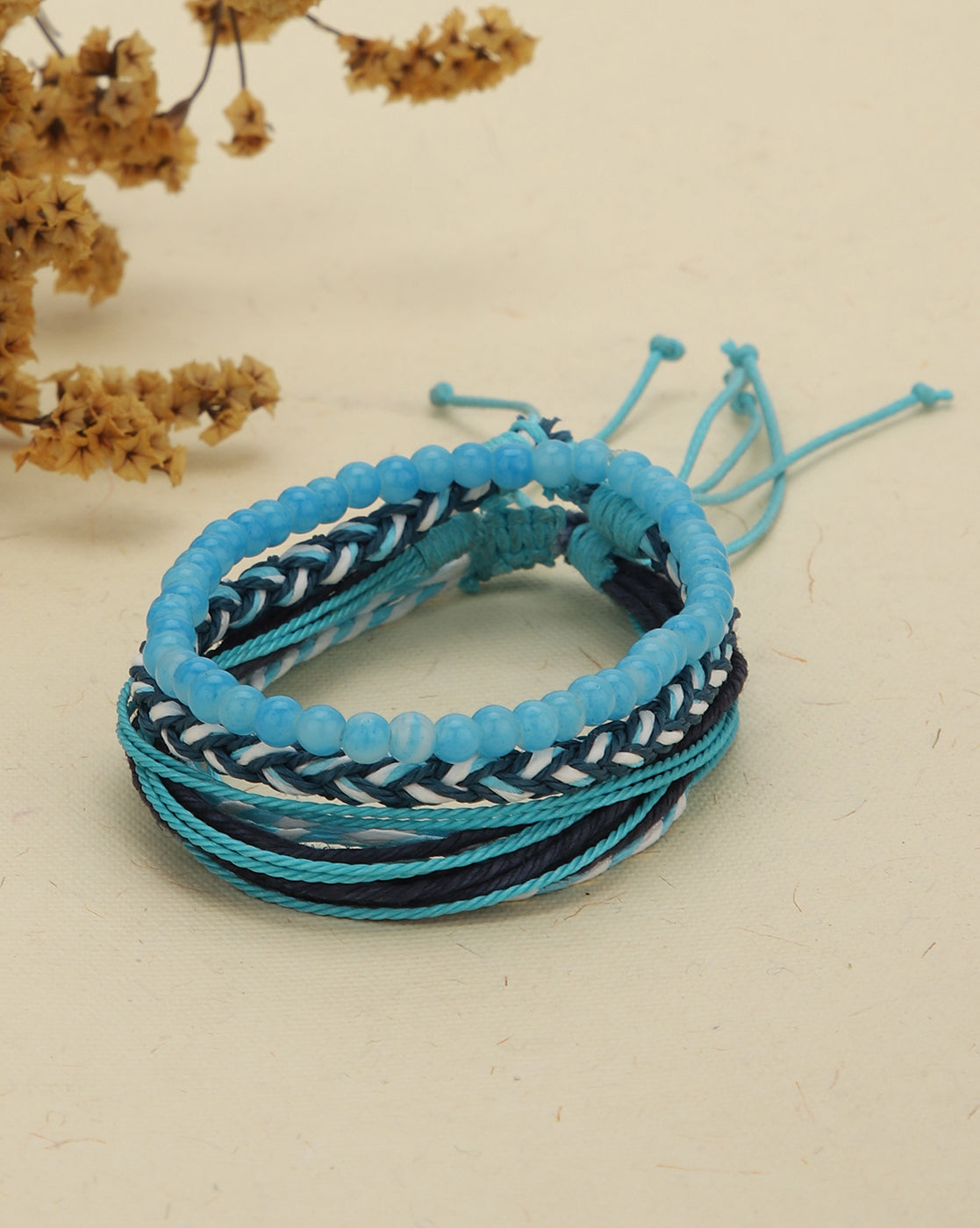 Multi Coloured Set of 4 Braided Stacking Friendship Bracelet