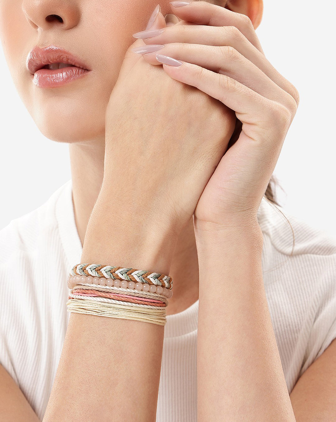 Multi Coloured Set of 4 Braided Stacking Friendship Bracelet