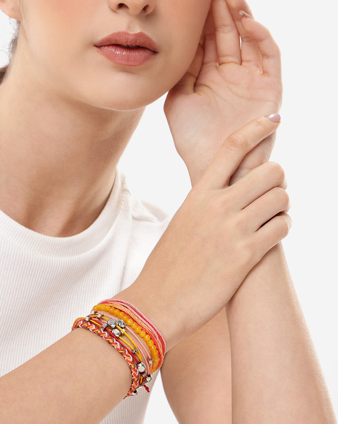 Multi Coloured Set of 4 Braided Stacking Friendship Bracelet