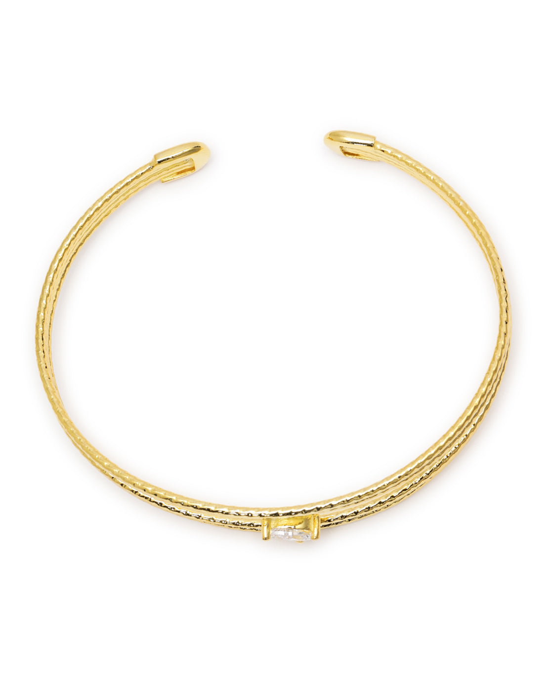 18kt Gold Plated CZ Four Bar Bangle Style Cuff Bracelet
