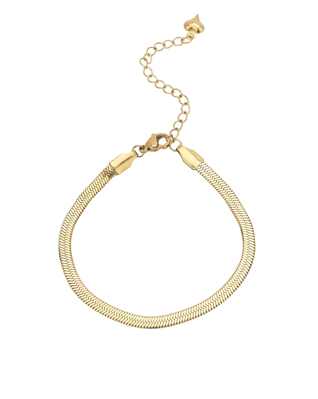 Gold Plated Heart Charm Snake Bracelet