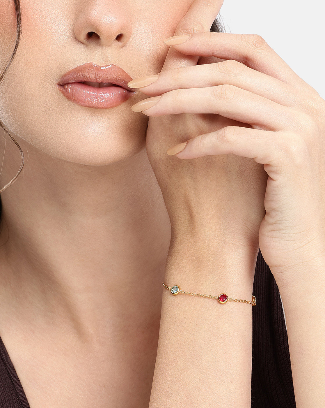 Gold Plated Multi Color CZ Wraparound Bracelet