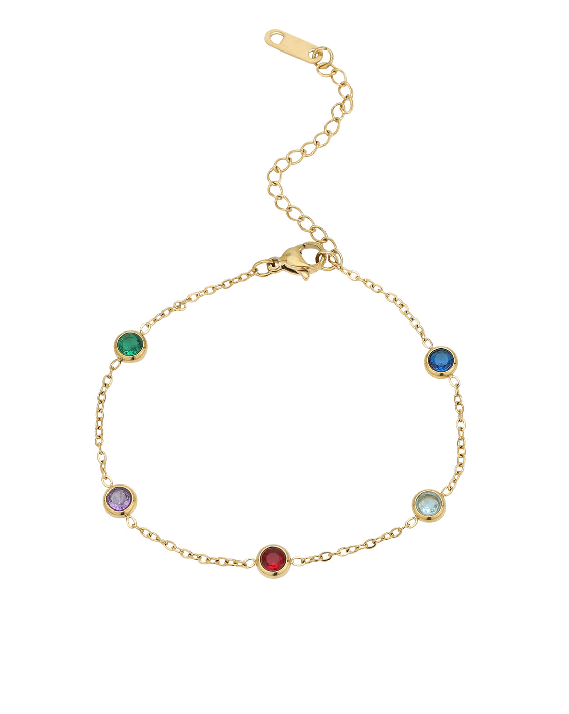 Gold Plated Multi Color CZ Wraparound Bracelet