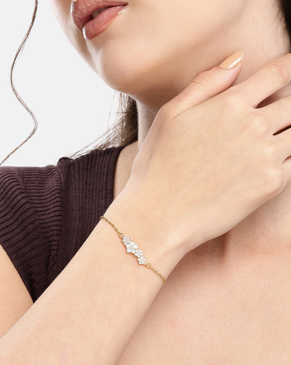 Gold Plated CZ Floral Wraparound Bracelet