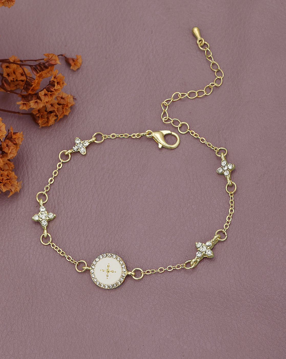 Gold Plated CZ Multiple Star Wraparound Bracelet