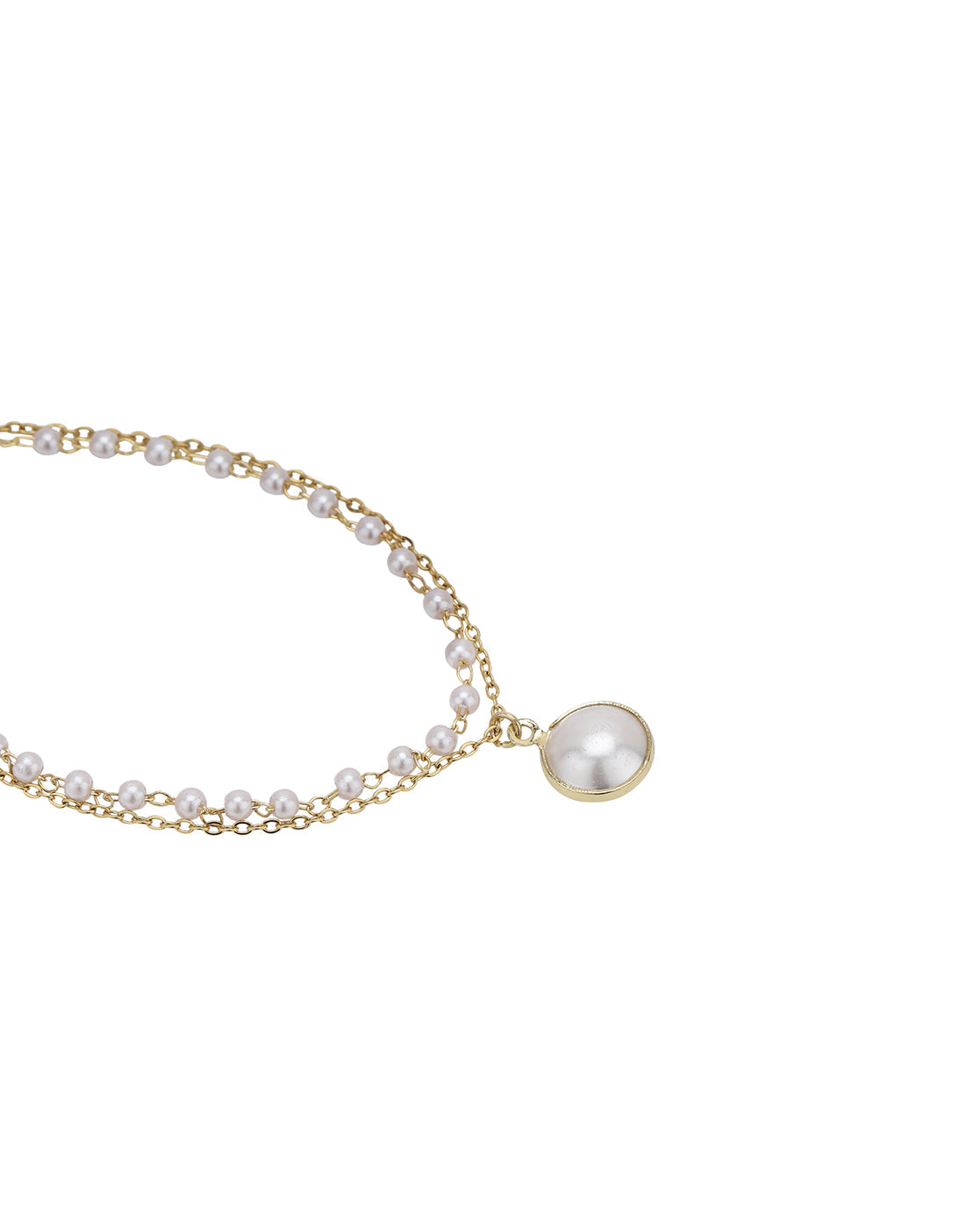 Gold Plated Pearl Double Chain Wraparound Bracelet