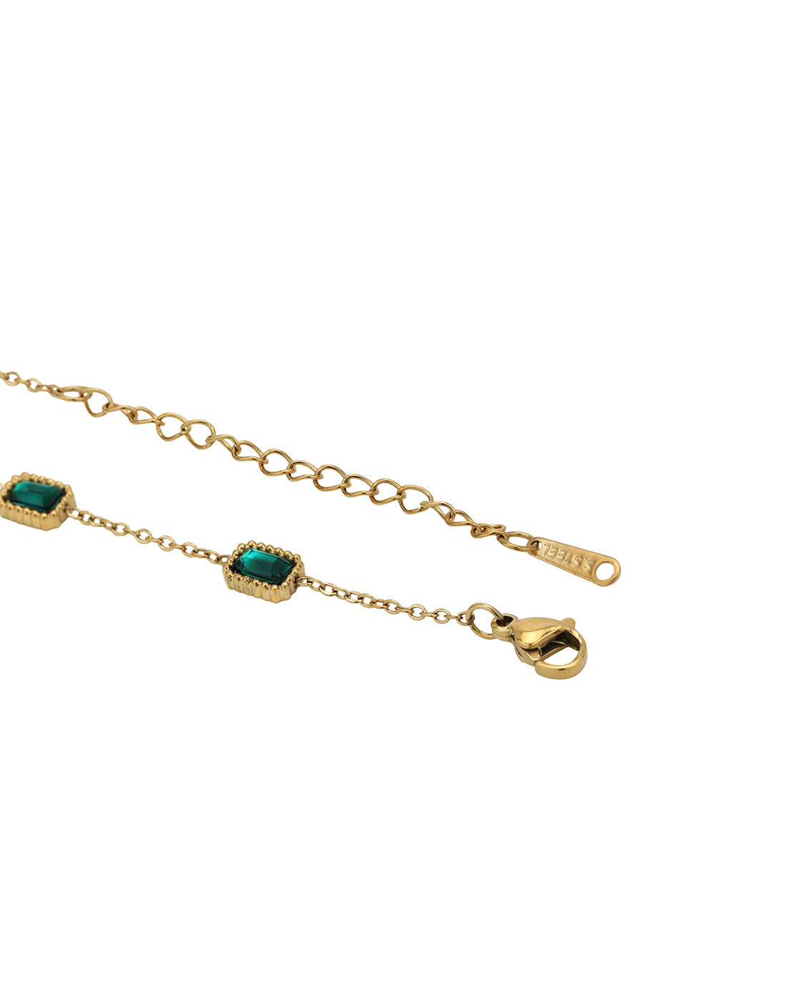 Gold Plated CZ Green Studded Wraparound Bracelet