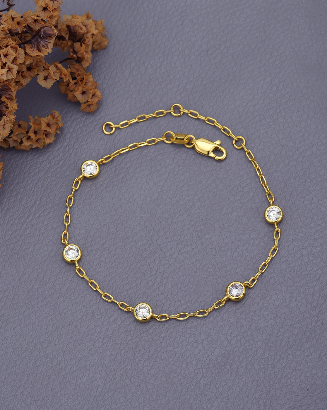 Gold Plated CZ Link Bracelet