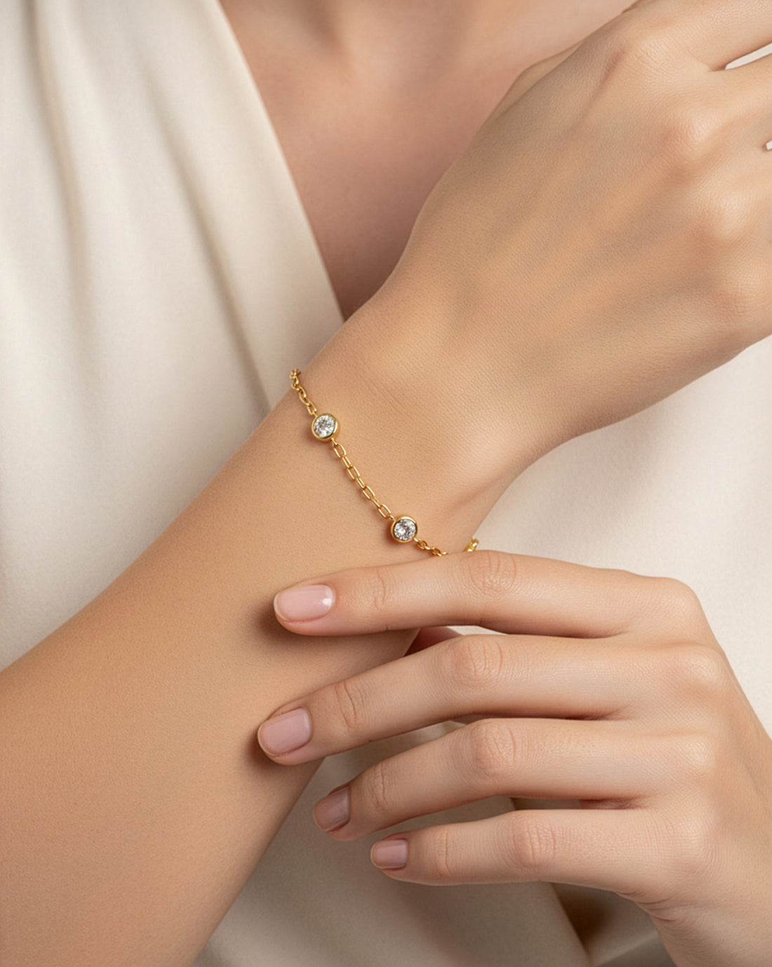 Gold Plated CZ Link Bracelet