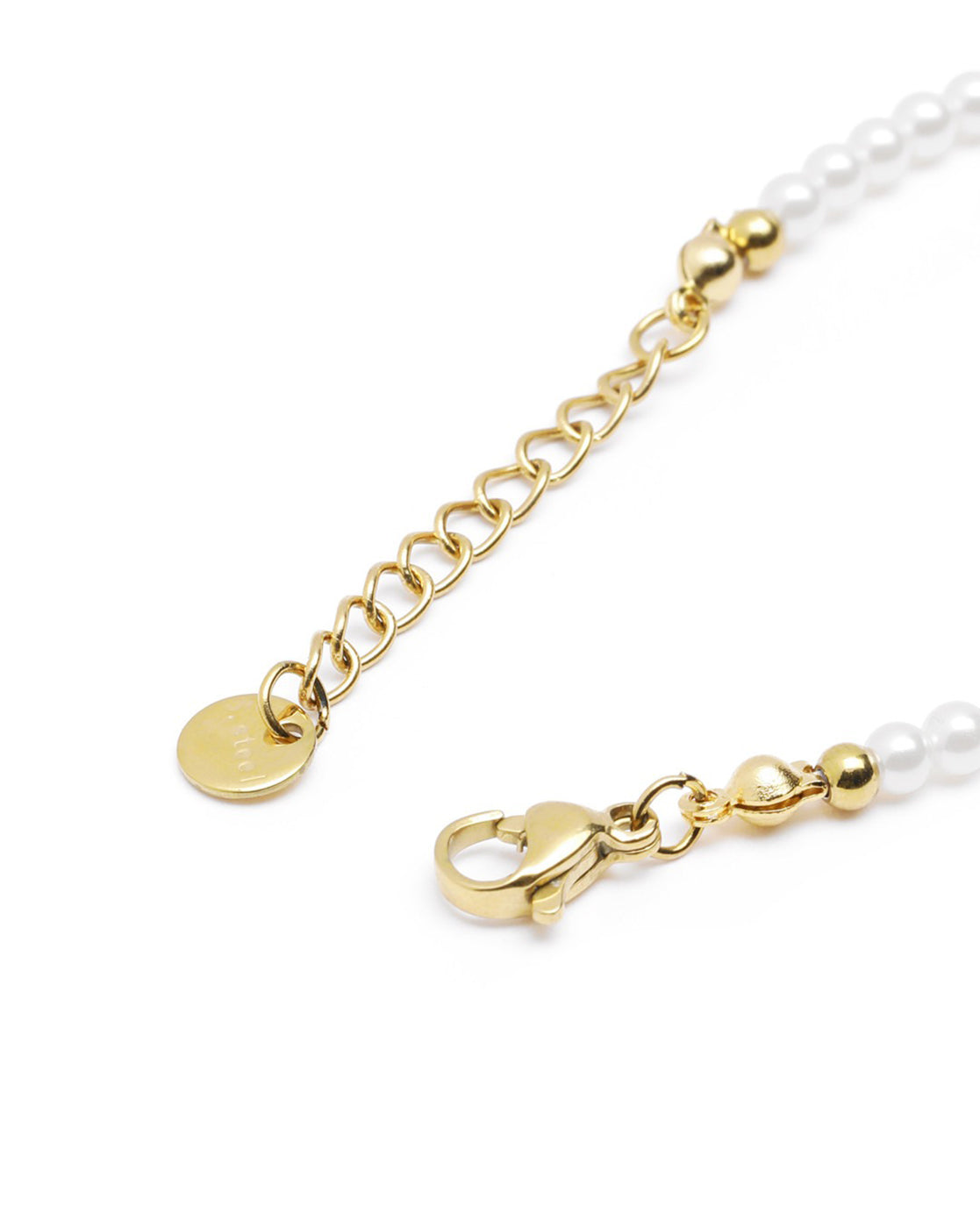 18kt Gold Plated Pearl and Dangling Heart Solitaire Charm Bracelet