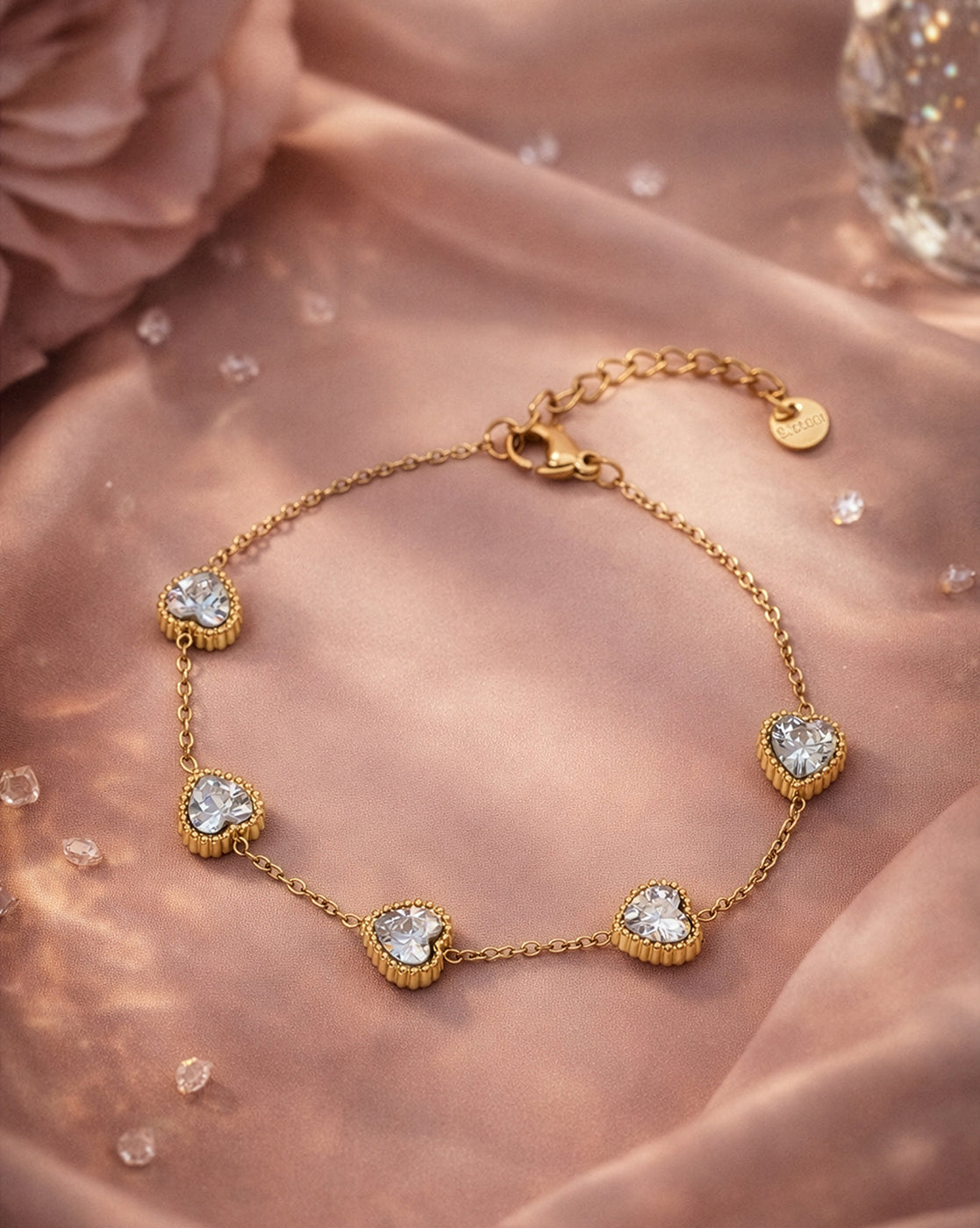 18kt Gold Plated CZ Heart Wraparound Bracelet