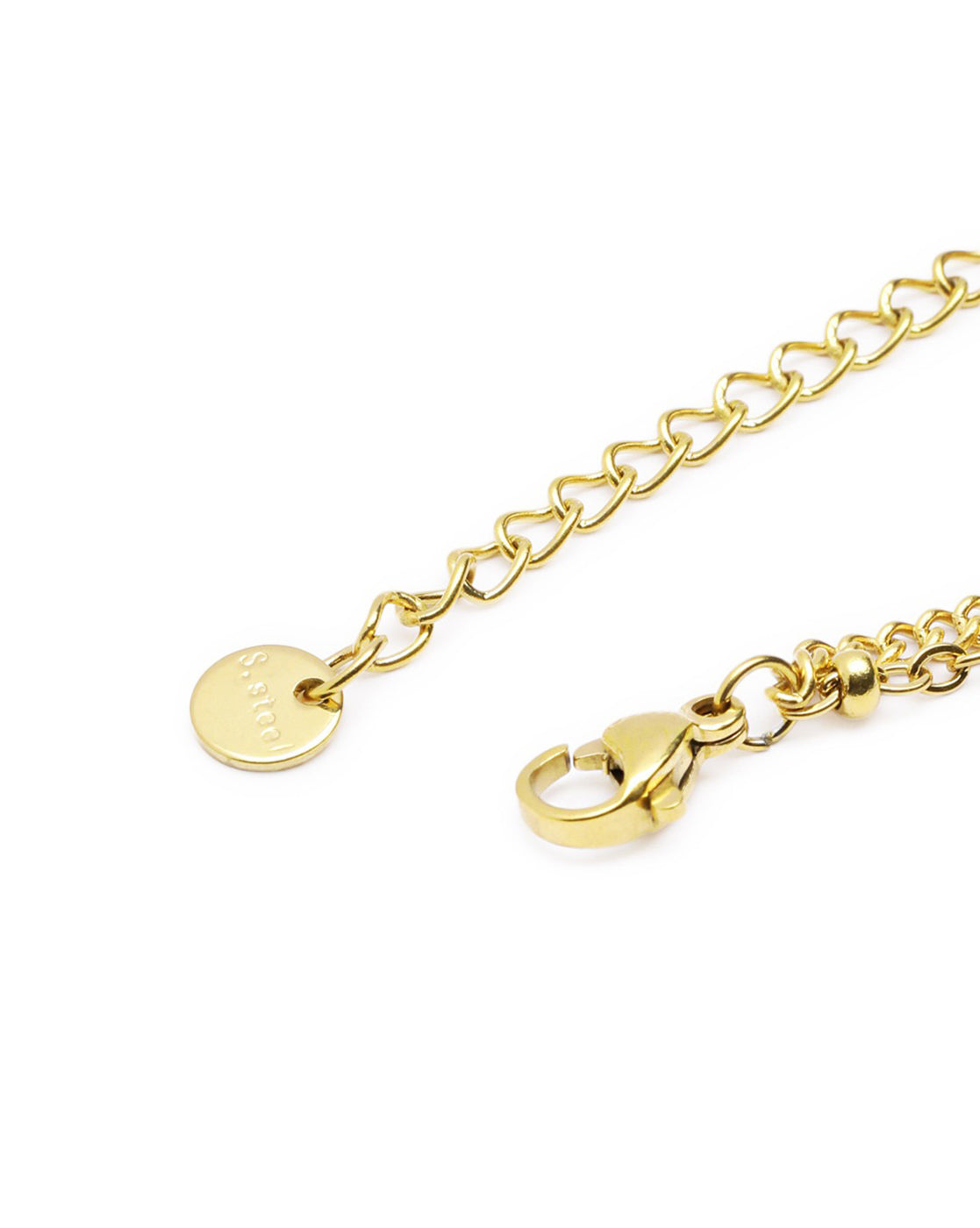 18kt Gold Plated CZ Dangling Shell Heart Double Chain Bracelet
