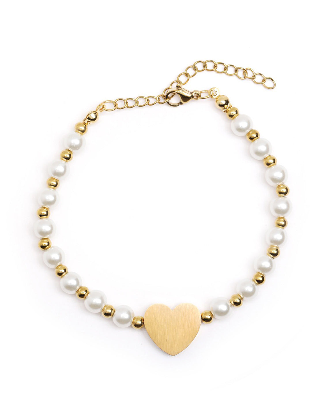 18kt Gold Plated Pearl and Heart Wraparound Bracelet