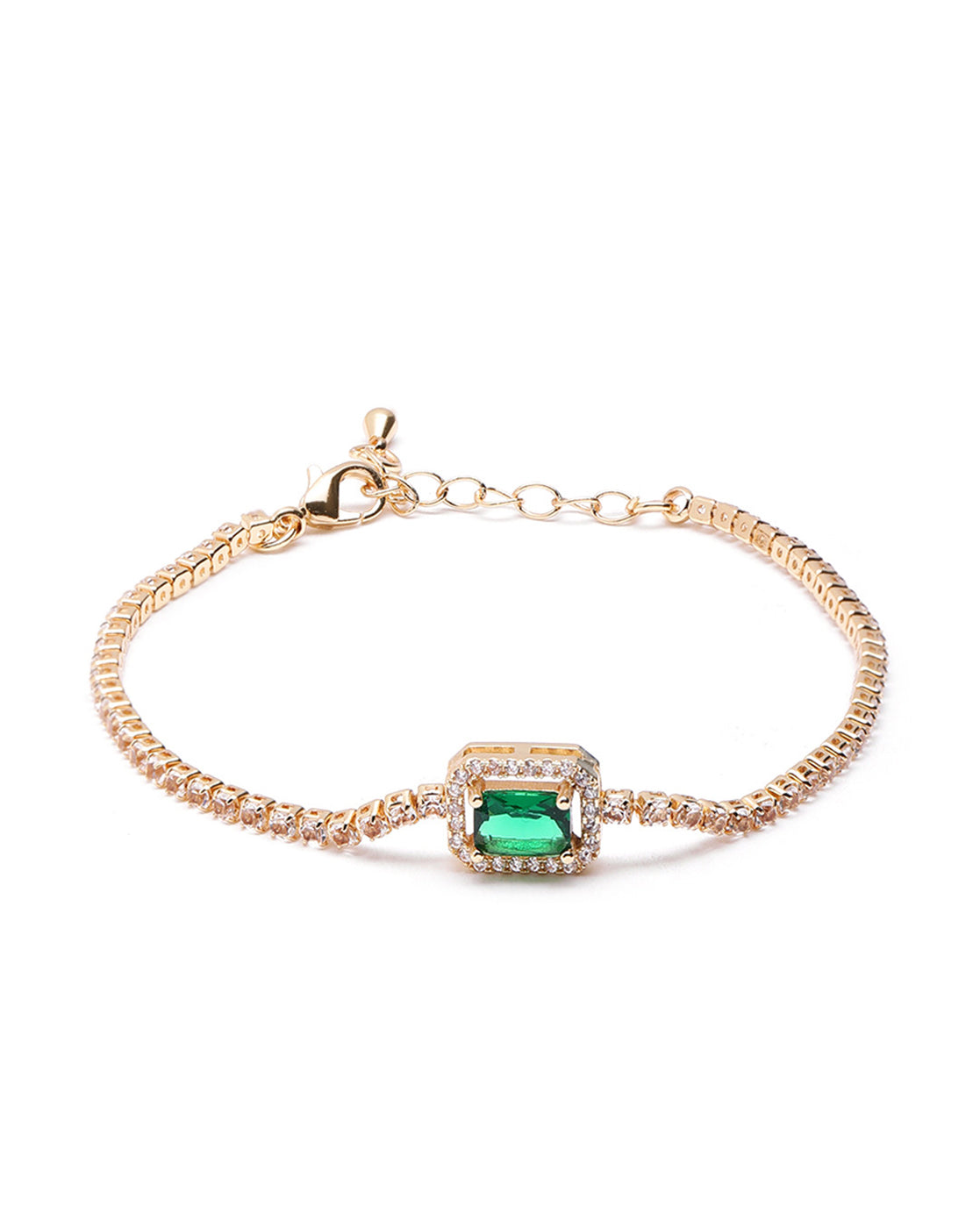 Gold Plated Green CZ Charm Bracelet