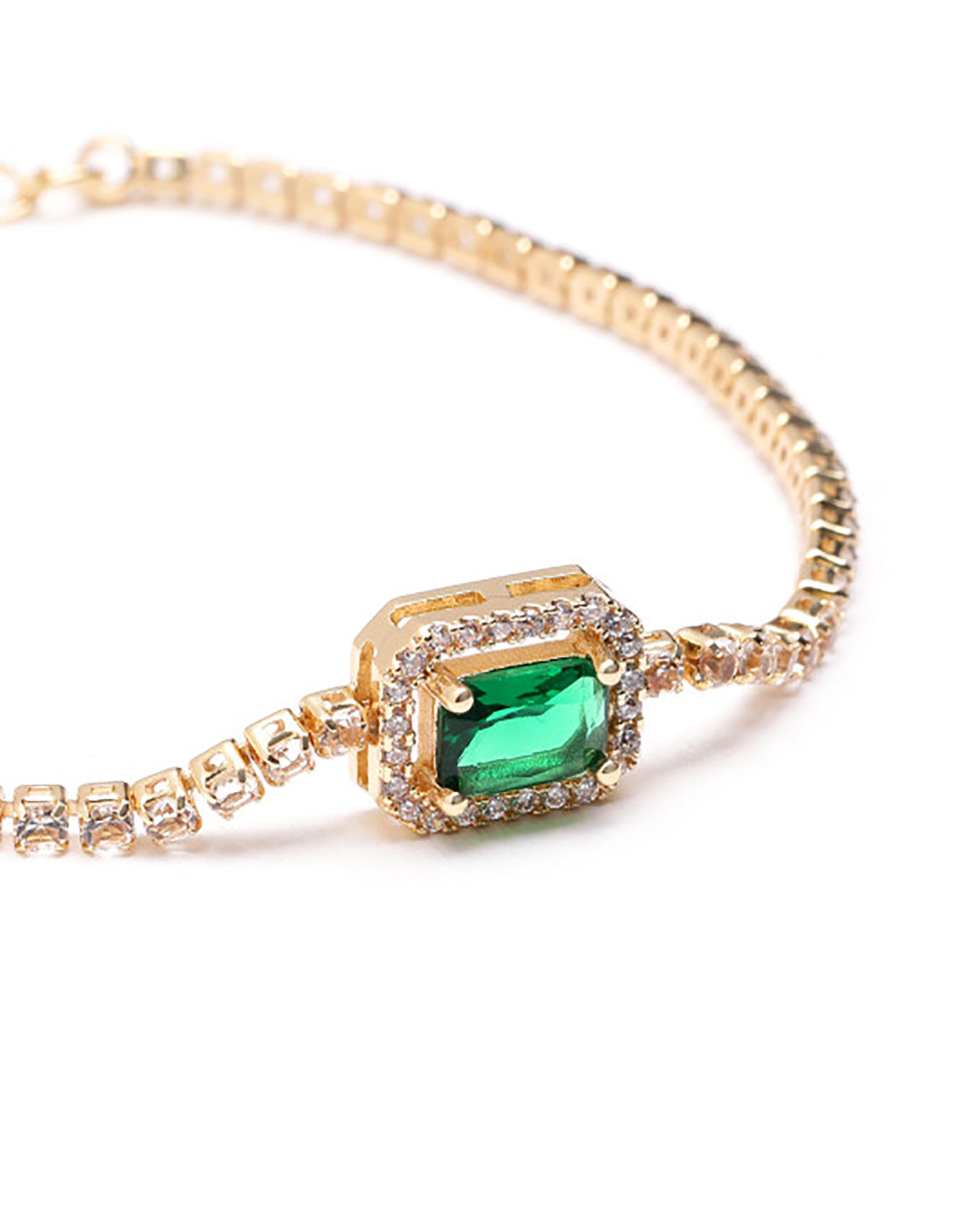 Gold Plated Green CZ Charm Bracelet