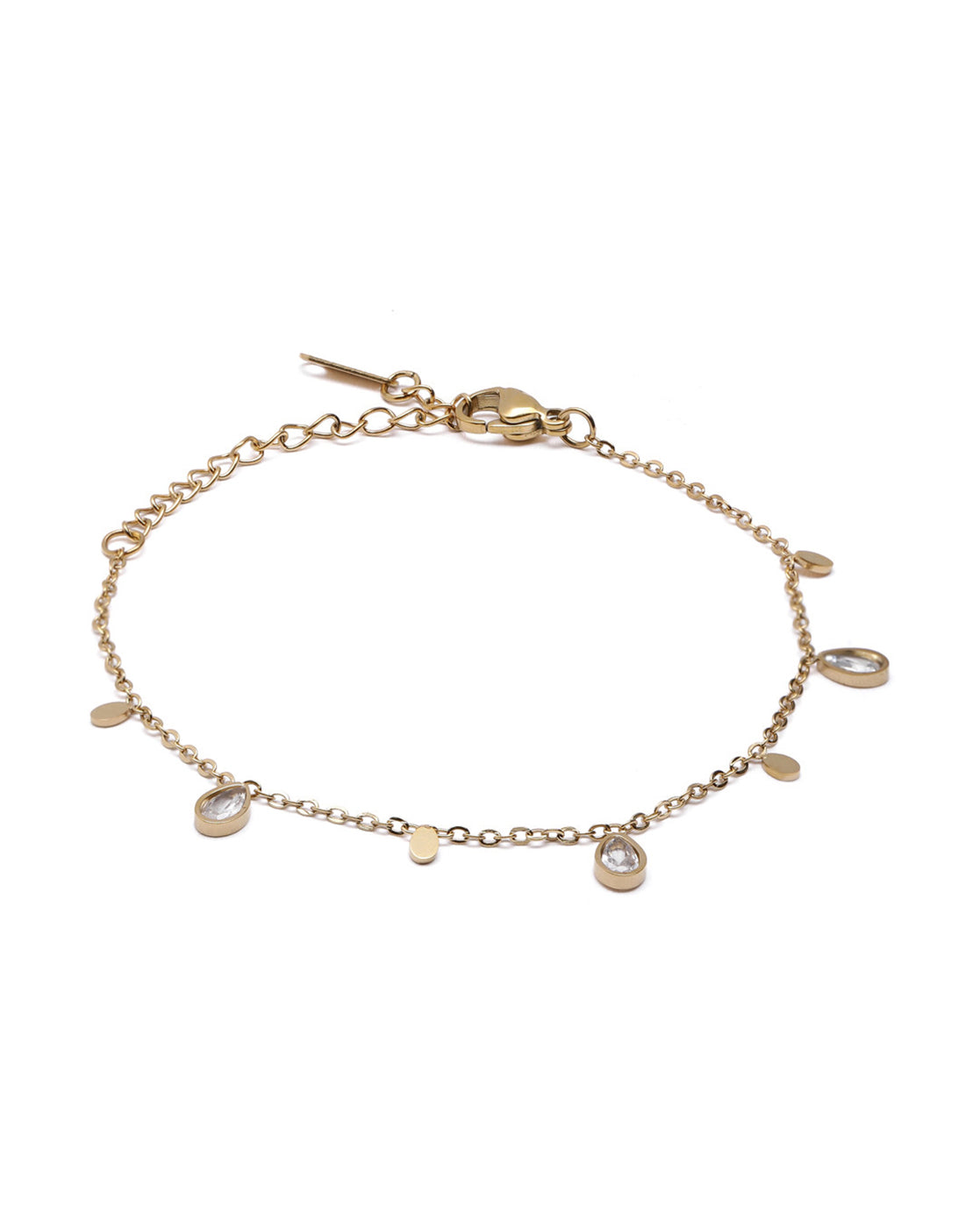Gold Plated CZ Teardrop Charm Bracelet
