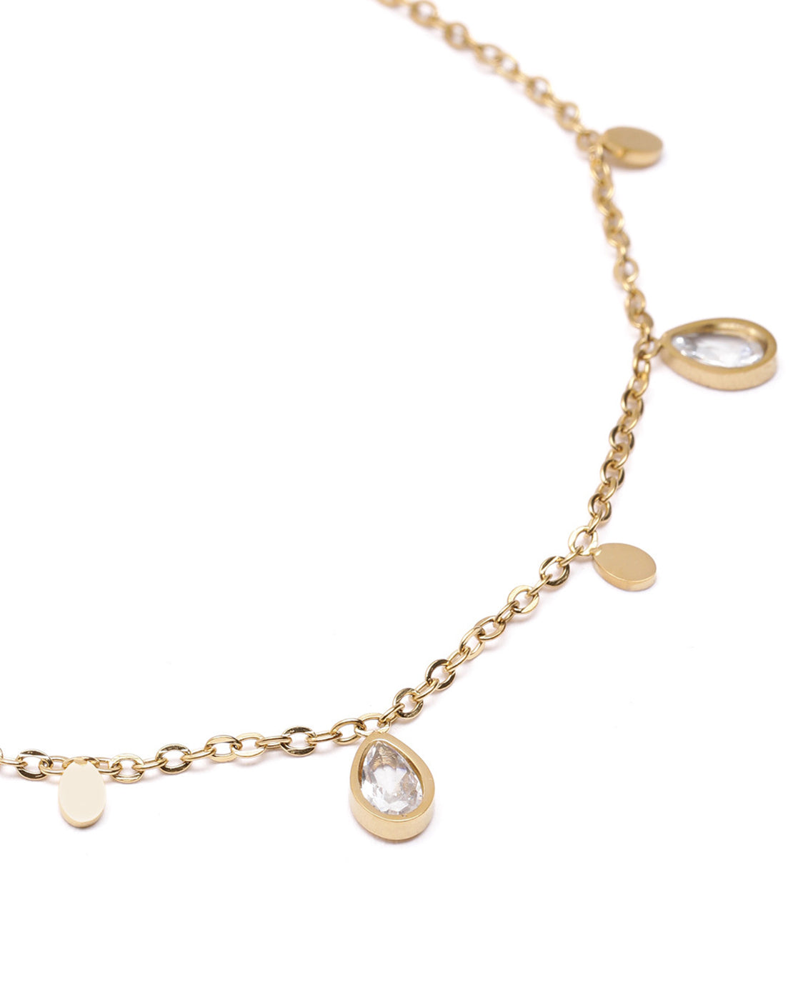 Gold Plated CZ Teardrop Charm Bracelet